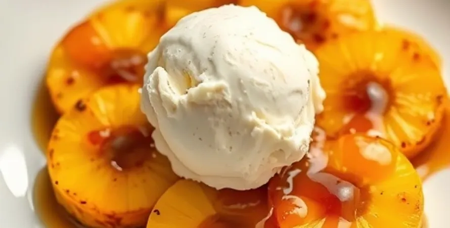 Ananas et bananes rôties au miel et rhum