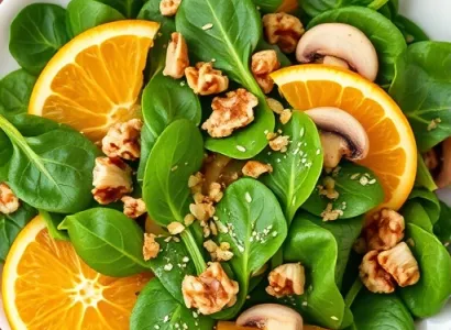 Salade d'épinards aux agrumes et noix