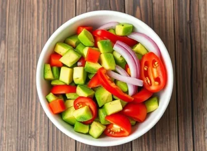 Salade d'avocat, poivrons et tomates