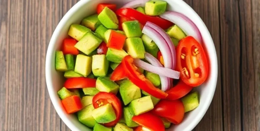 Salade d'avocat, poivrons et tomates
