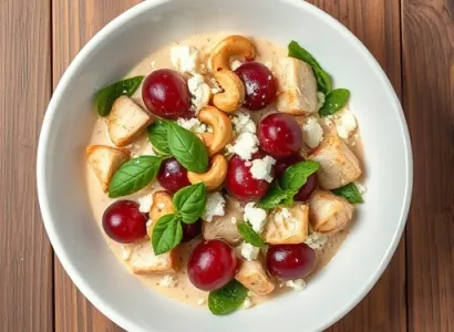 Salade de poulet au basilic et noix de cajou