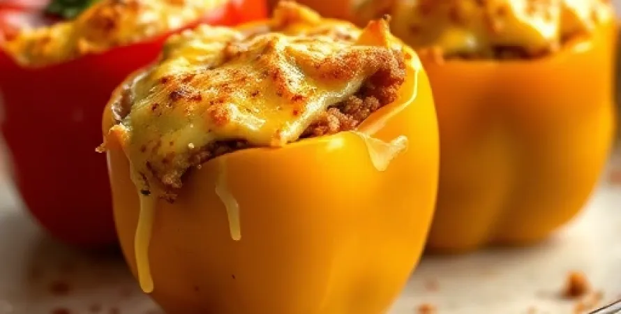 Poivrons farcis à la viande et fromage