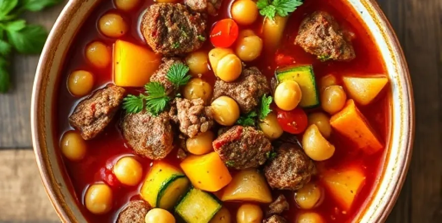 Soupe campagnarde à la saucisse et légumes d'été