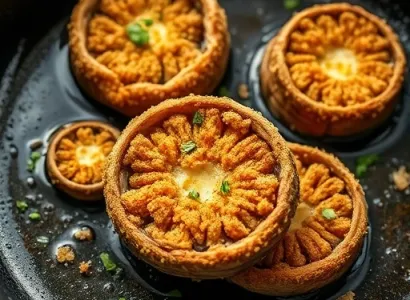 Champignons de Paris panés à l'ail et aux herbes