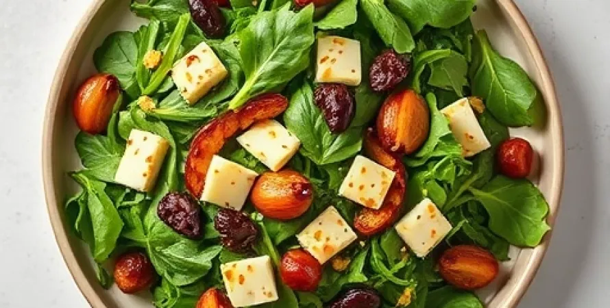 Salade de roquette et d'épinards aux échalotes confites