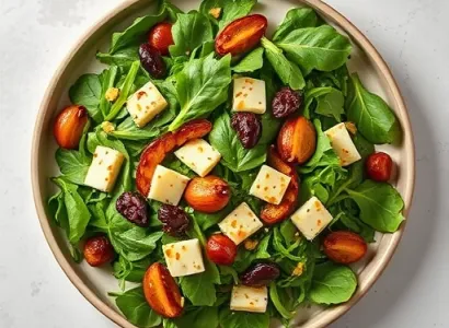 Salade de roquette et d'épinards aux échalotes confites