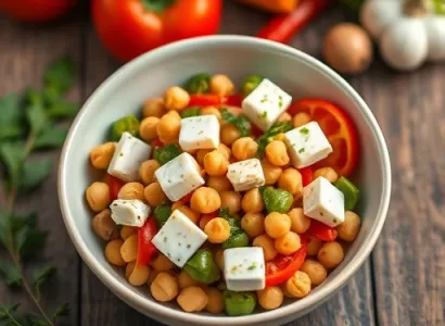 Salade de pois chiches et fromage frais