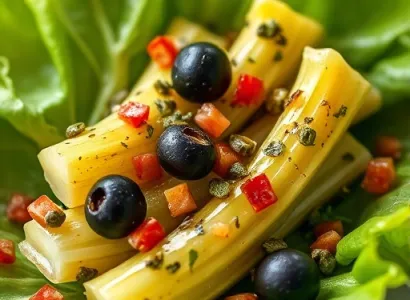 Céleri braisé aux herbes et olives