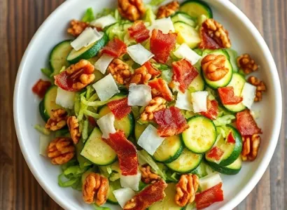 Salade de courgettes aux noix et lardons