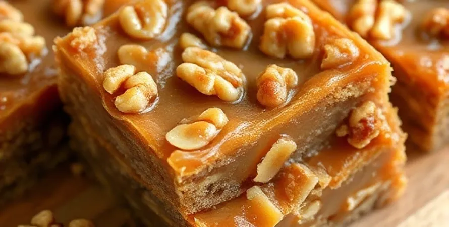 Barres moelleuses au caramel et aux noix