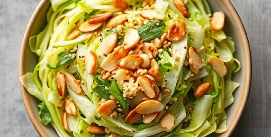Salade de chou vert croustillant aux saveurs asiatiques