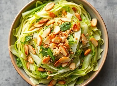 Salade de chou vert croustillant aux saveurs asiatiques
