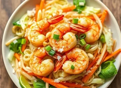Salade de Crevettes Thaïe à la Noix de Coco et Citron Vert