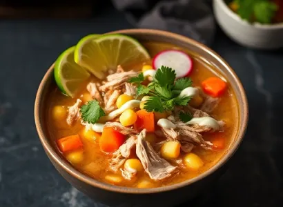 Soupe mexicaine au poulet et maïs hominy