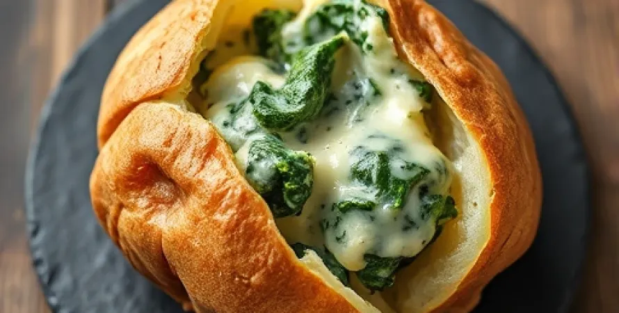 Pommes de terre farcies aux épinards et crème