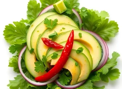 Salade de concombre et avocat à la coriandre et piment