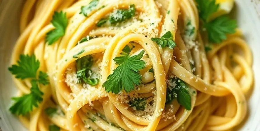Tagliatelles à la crème de persil et citron