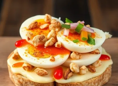 Sandwich crémeux aux œufs et noix