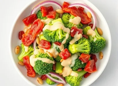 Salade croquante de brocoli aux lardons et raisins secs
