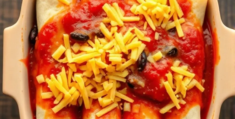 Enchiladas au Poulet, Haricots Noirs et Maïs