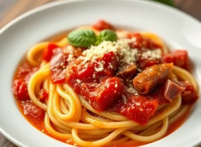 Linguine à la tomate et jambon sec
