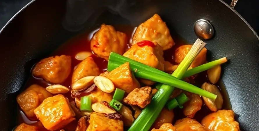 Poulet Sauté Piquant aux Cacahuètes