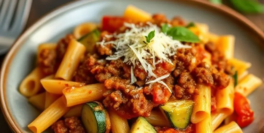 Sauce Bolognaise aux Courgettes et Pâtes