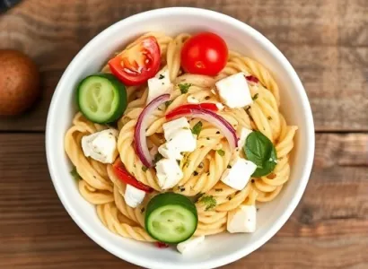 Salade de pâtes à la vinaigrette aux graines de pavot