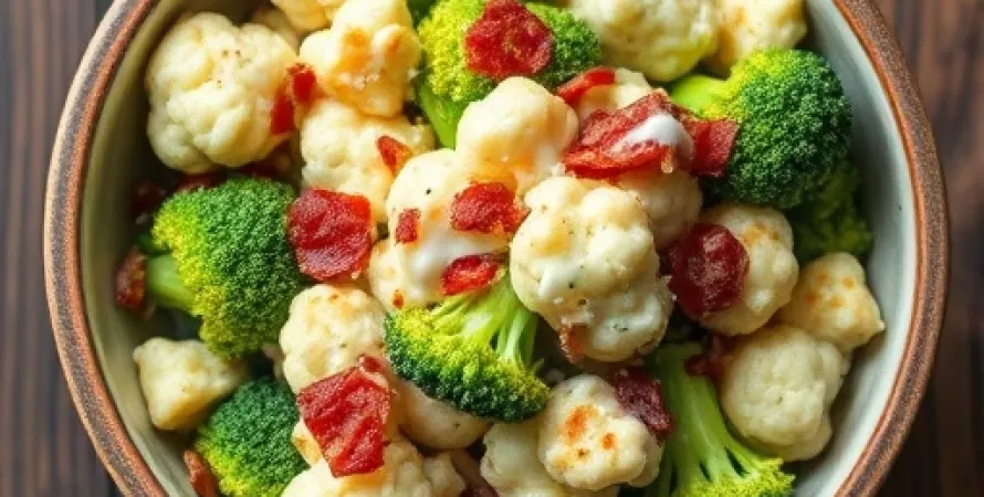 Salade de brocoli et chou-fleur croustillante