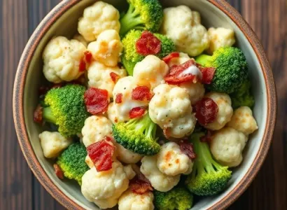 Salade de brocoli et chou-fleur croustillante