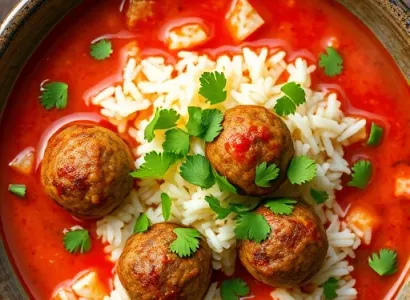 Soupe mexicaine aux boulettes de viande et riz