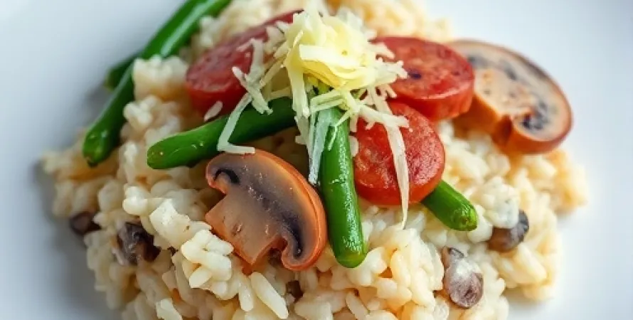 Riz à la saucisse fumée et légumes