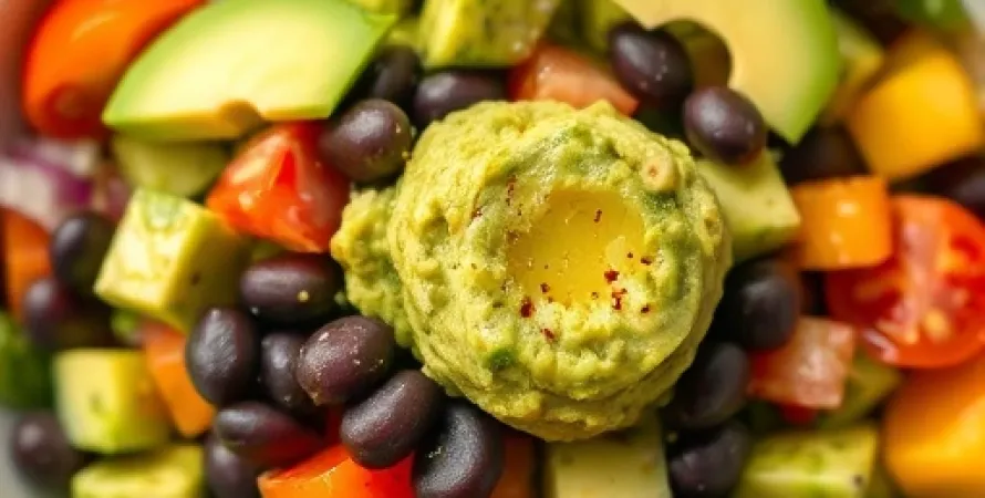 Salade de guacamole aux haricots noirs