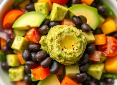 Salade de guacamole aux haricots noirs