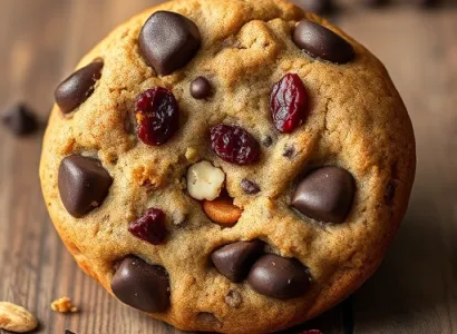 Cookies au chocolat noir, amandes et cerises séchées