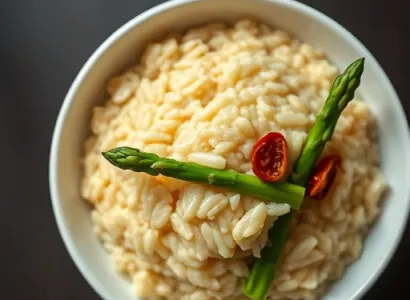 Risotto crémeux aux asperges et tomates confites