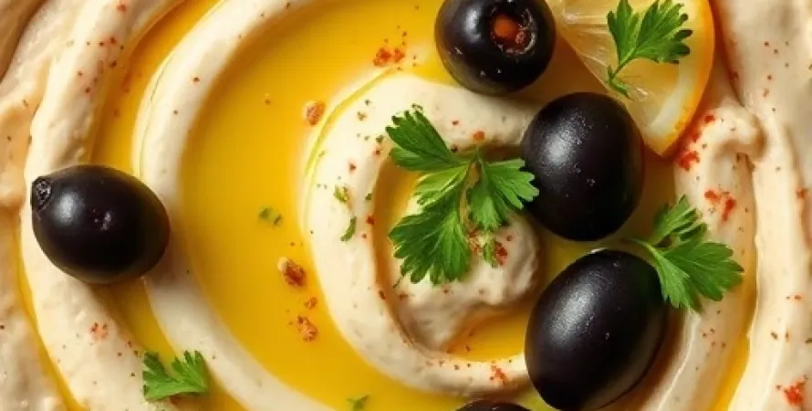 Houmous crémeux aux olives