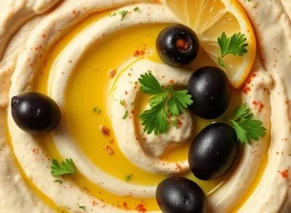 Houmous crémeux aux olives