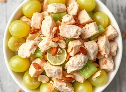 Salade de poulet aux raisins et amandes