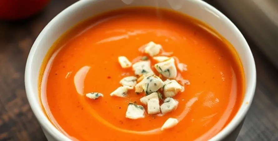 Soupe crémeuse de tomates au fromage bleu