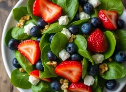 Salade fraîcheur aux fraises et myrtilles