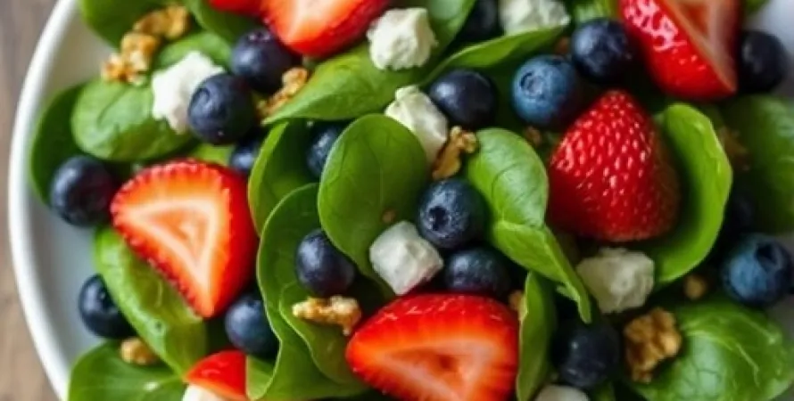 Salade fraîcheur aux fraises et myrtilles