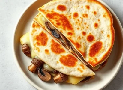 Quesadilla aux champignons et fromage Jack