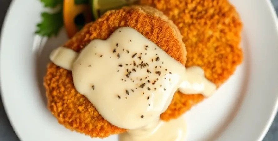 Escalopes de poulet panées à la sauce fromagère