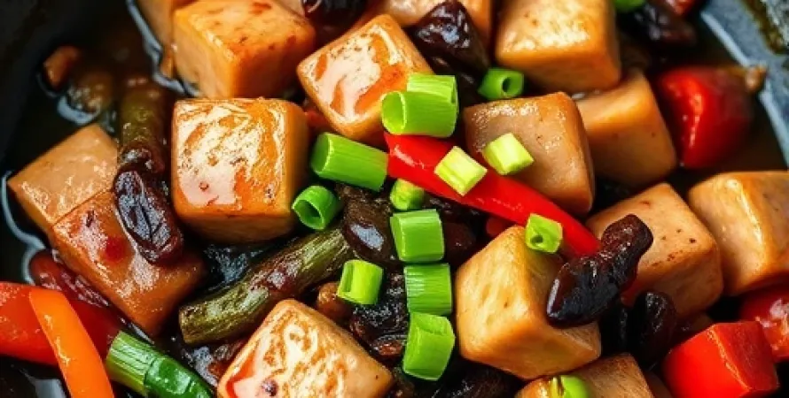 Sauté de porc aux haricots noirs et poivrons