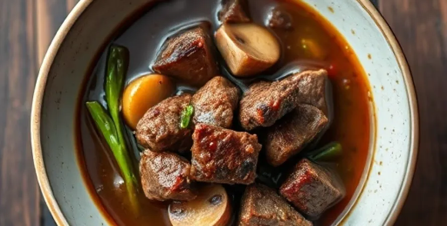 Ragoût de bœuf aux champignons et poireaux