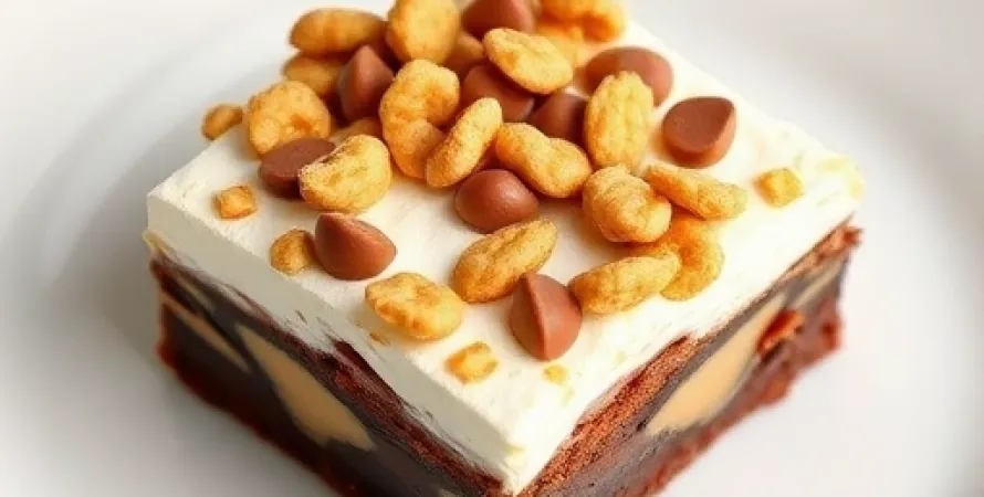Brownies croustillants au beurre de cacahuète et guimauve