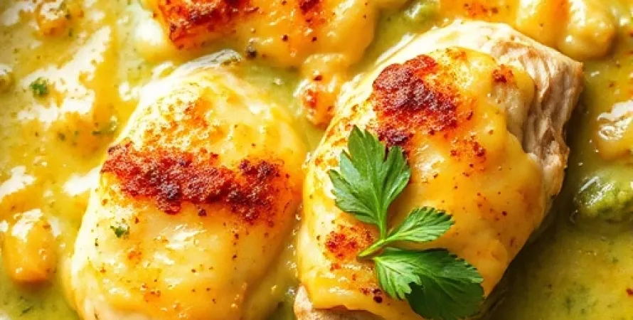 Gratin de poulet à la sauce poblano