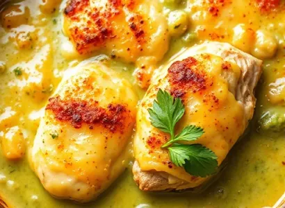 Gratin de poulet à la sauce poblano