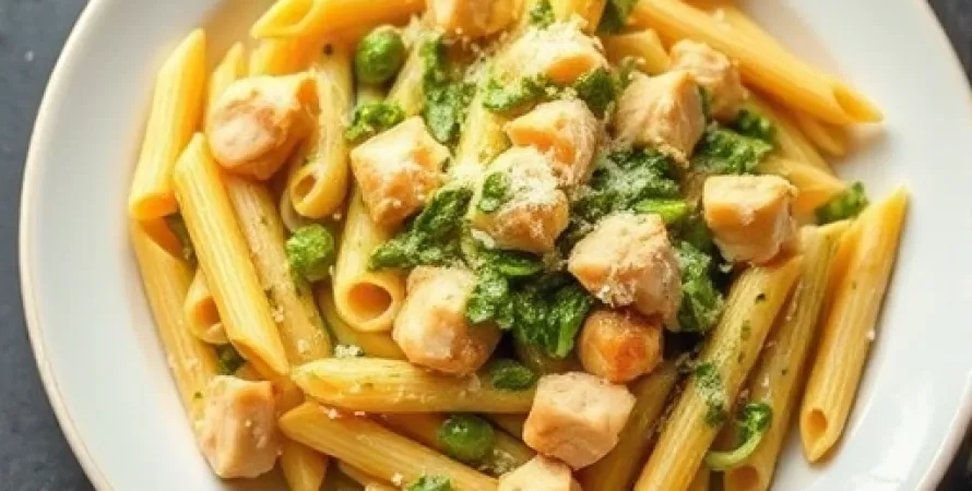 Pennes Crémeuses au Poulet et Pesto